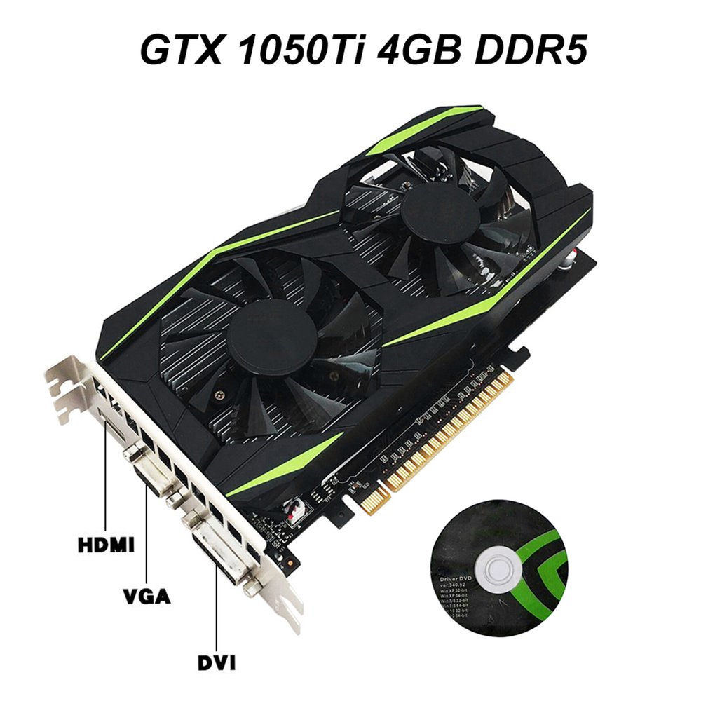 Professional GTX1050TI 4GB DDR5 Graphics Card Green 128Bit HDMI DVI VGA GPU Game Video Card For NVIDIA PC Gaming
