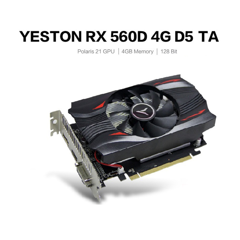 Yeston Graphics Card Extreme Speed Edition GPU Fan Graphics Card 1176/6000MHz 4G 128bit GDDR5 Gaming Video Player Module